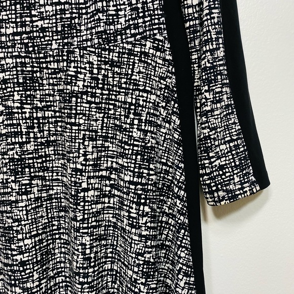 Lauren Ralph Lauren Womens A-Line Dress Size 14 Black White Printed Long Sleeve - Picture 4 of 8